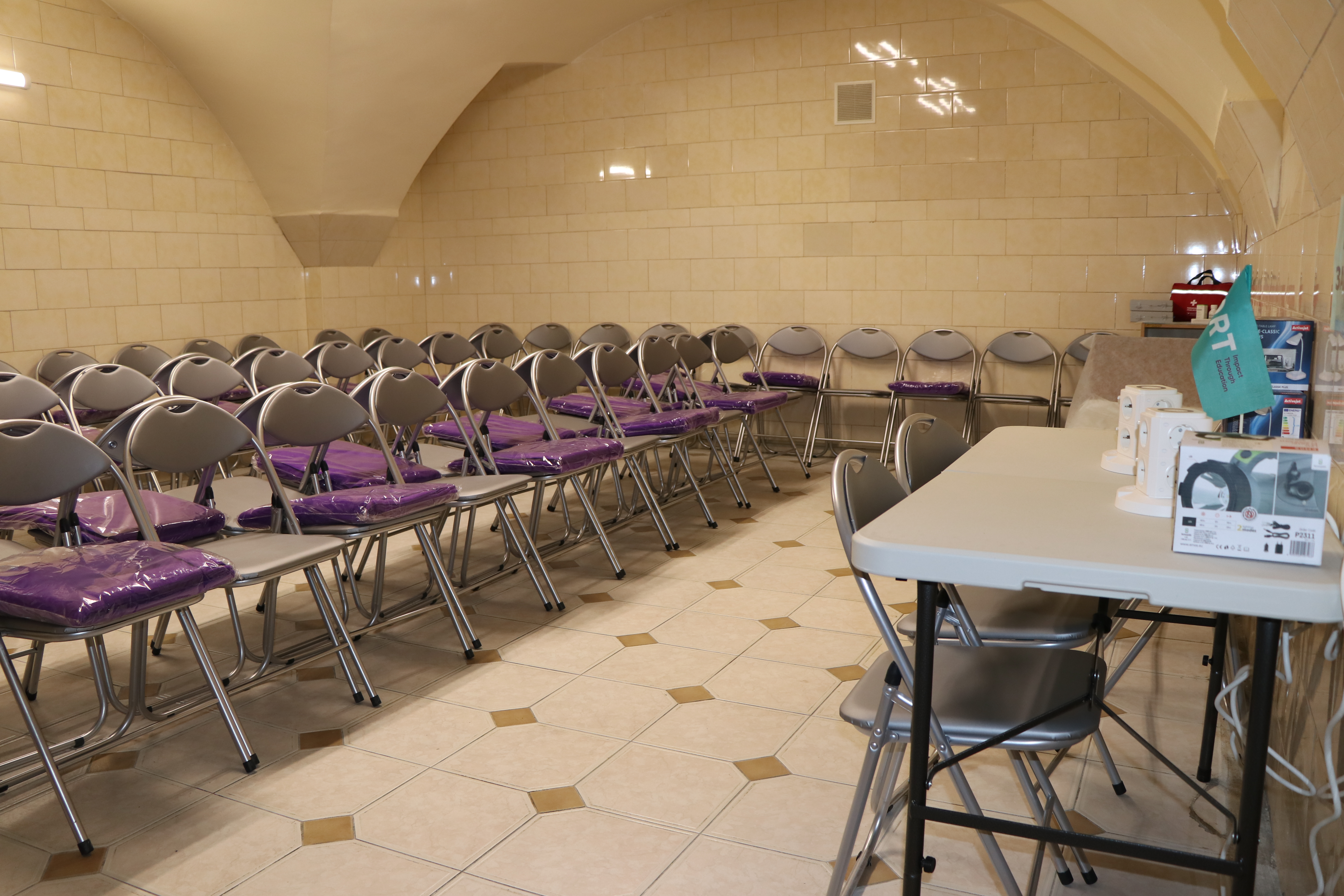 A shelter set up as a classroom in Odesa, Ukraine.
